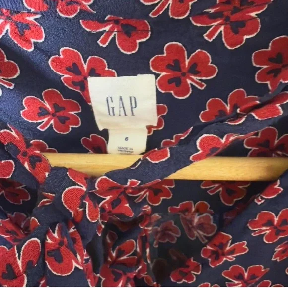 Gap Shamrock Clover Patterning Tie Neck Long Sleeve Dress SZ 6 - Picture 6 of 6